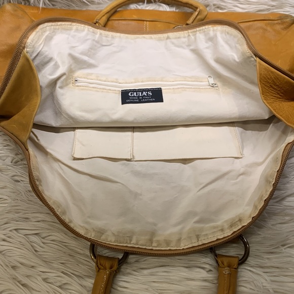 GUIA’S Made in Italy Genuine Leather Studed Tan Bag - Picture 3 of 3
